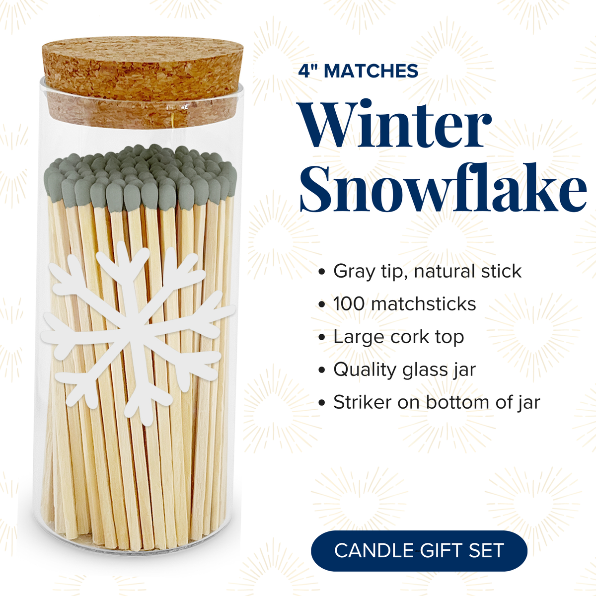 Thankful Greetings - Winter Snowflake Decorative Matches - Gifts & Stockings Thankful Greetings