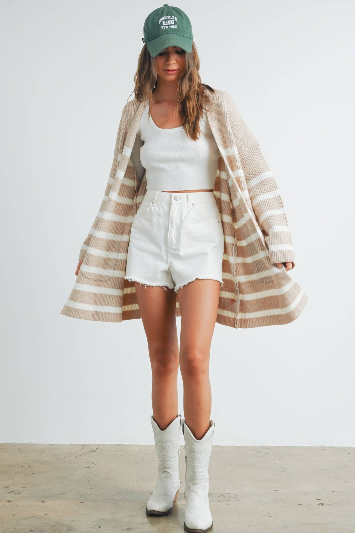 Womens Knitted Stripe Maxi Cardigan