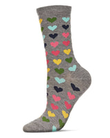 Multicolored Hearts Bamboo Crew Women's Socks