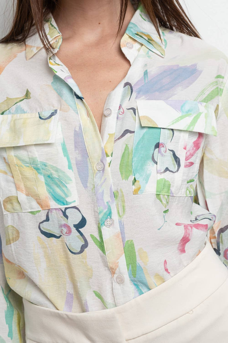 Womens Floral Print Shirt KIWI