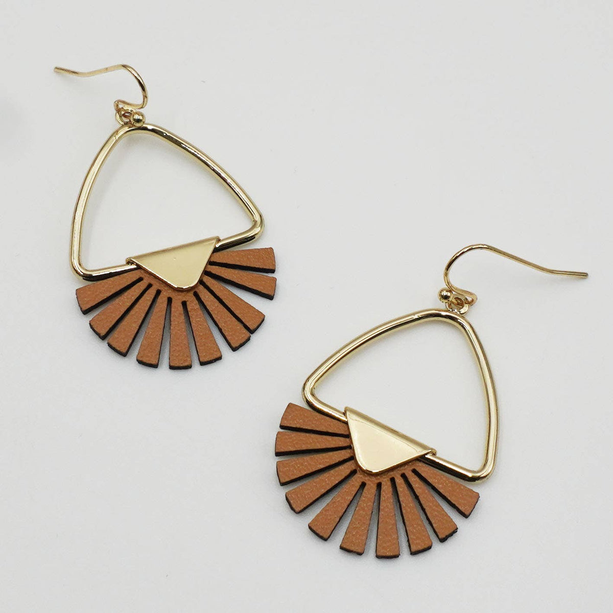 Geometric Leather Fan Drop Earrings, photo 3 of 3