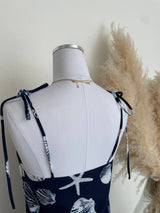 Women's Seashell Square Neck Tie Strap Mini Dress