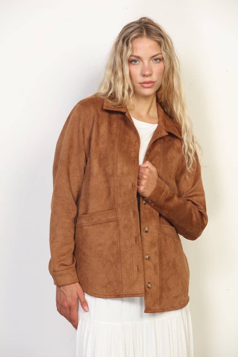 Faux Suede Shacket Camel