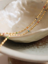 Womens 18K Gold Non-Tarnish Petite Beaded Necklace