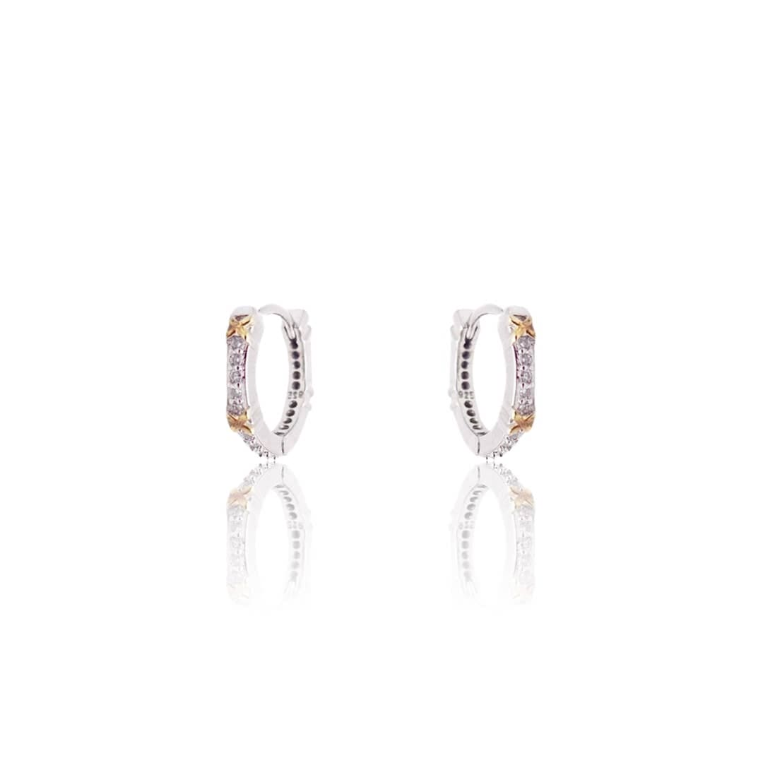 Womens Two-Tone CZ X Hoop Earrings KIKICHIC