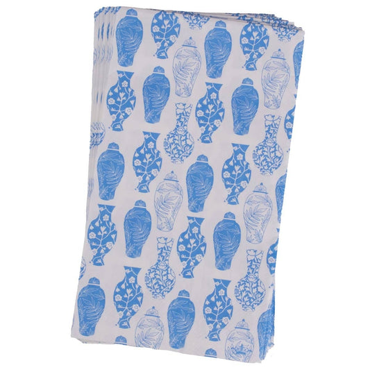 The Royal Standard - Chinoiserie Guest Napkins   White/Palace   4.25x7.75 The Royal Standard