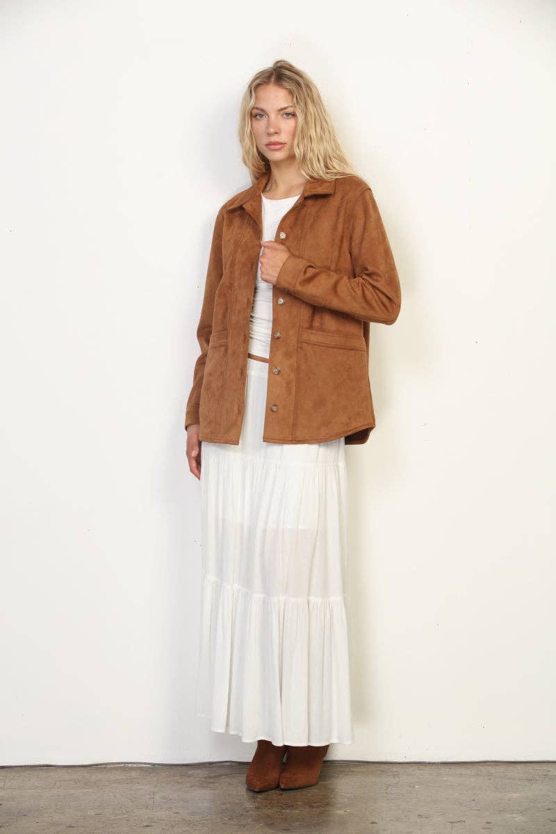 Faux Suede Shacket Camel