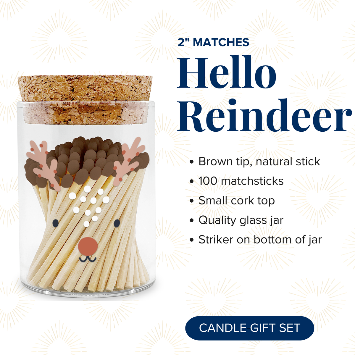 Thankful Greetings - Hello Reindeer Decorative Matches - Gifts & Stockings Thankful Greetings