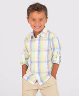 RuffleButts - Clubhouse Rainbow Plaid Long Sleeve  Shirt RuffleButts