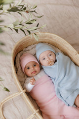 Bleu La La - Luxe - 100% Organic Cotton Knit Blanket + Hat Boxed Gift Set Bleu La La