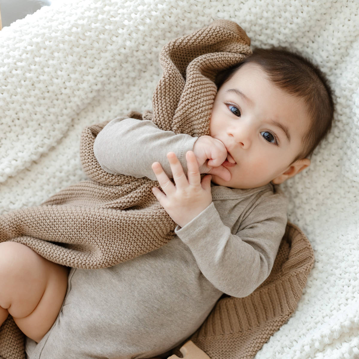 Bleu La La - Heritage Knit 100% Organic Cotton Swaddle Baby Blanket Bleu La La
