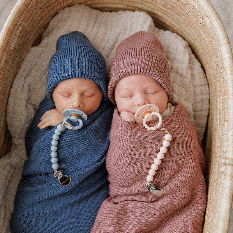 Bleu La La - Luladream Pacifier + Clip Collection - Natural Rubber Nipple Bleu La La