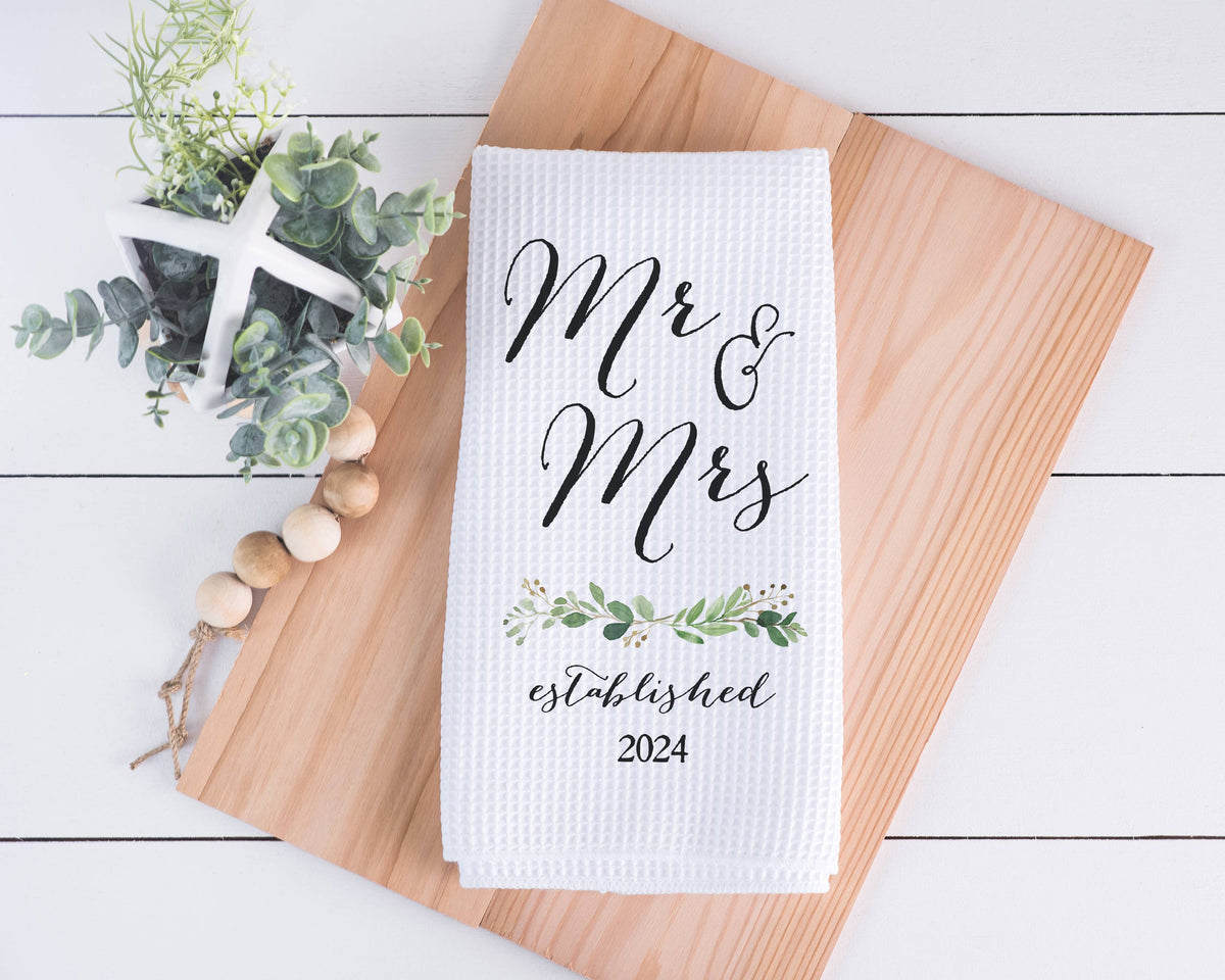 Mr & Mrs Kitchen Towel Wedding Engagement Gift Bride Bridal