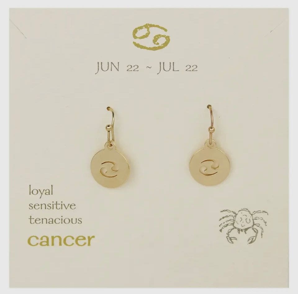Gold Round Zodiac Earrings ZAD
