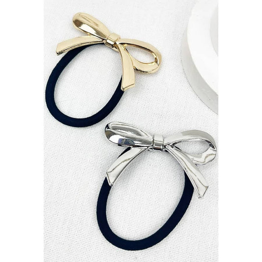 Large  Metal Bow Ponytail Holder Love and Repeat