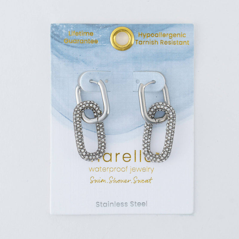 Elsie & Zoey - Narelle Waterproof Pave Linked Hoop Earrings Elsie & Zoey