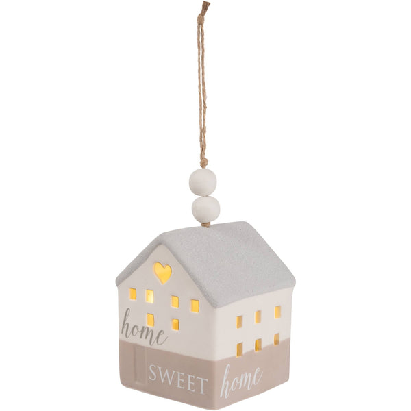 Home - 4.25" LED Lit Hanging Porcelain House Pavilion