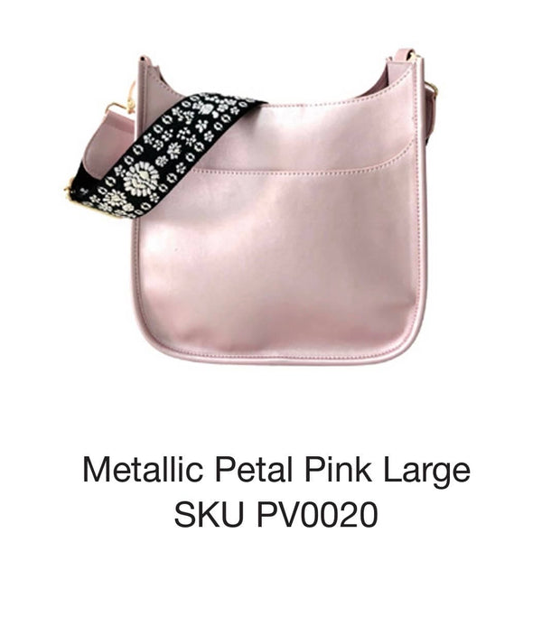 Vegan Leather Pink Ice Large Crossbody W/flower Guitar Strap Lemonbella