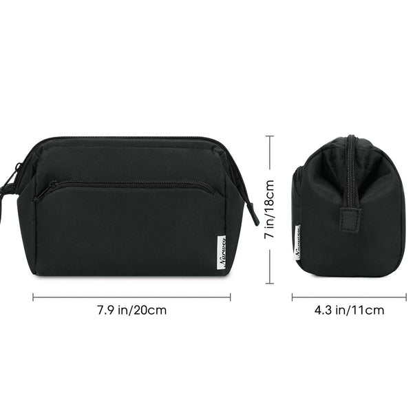 Wide-open Toiletry Make up Bag Travel Cosmetic Organizer: Black wandf