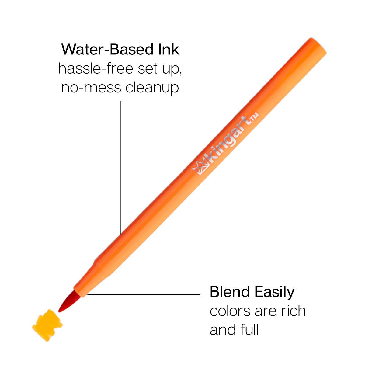 KINGART - Watercolor Brush Tip Markers - 12 Colors