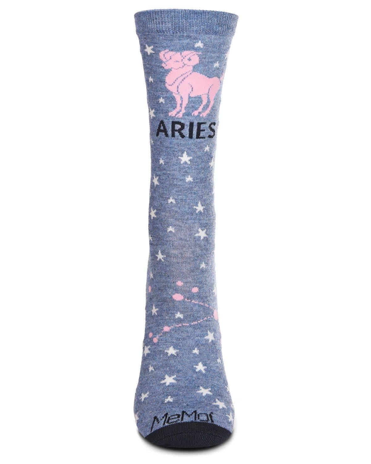Aries Zodiac Sign Crew Sock: 9 - 11 / Denim Heather - Kindred & Crew