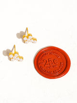 Womens 18K Non-Tarnish Pearl Cross Stud Earring