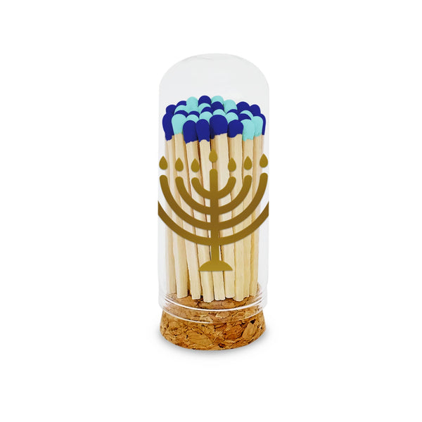 Thankful Greetings - 2” Matches BoHo Cottage - Menorah on Glass Mini Cloche Thankful Greetings