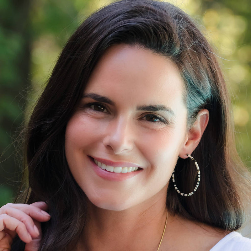 Elsie & Zoey - Sale - Ashli White and Black Beaded Hoop Earrings Elsie & Zoey