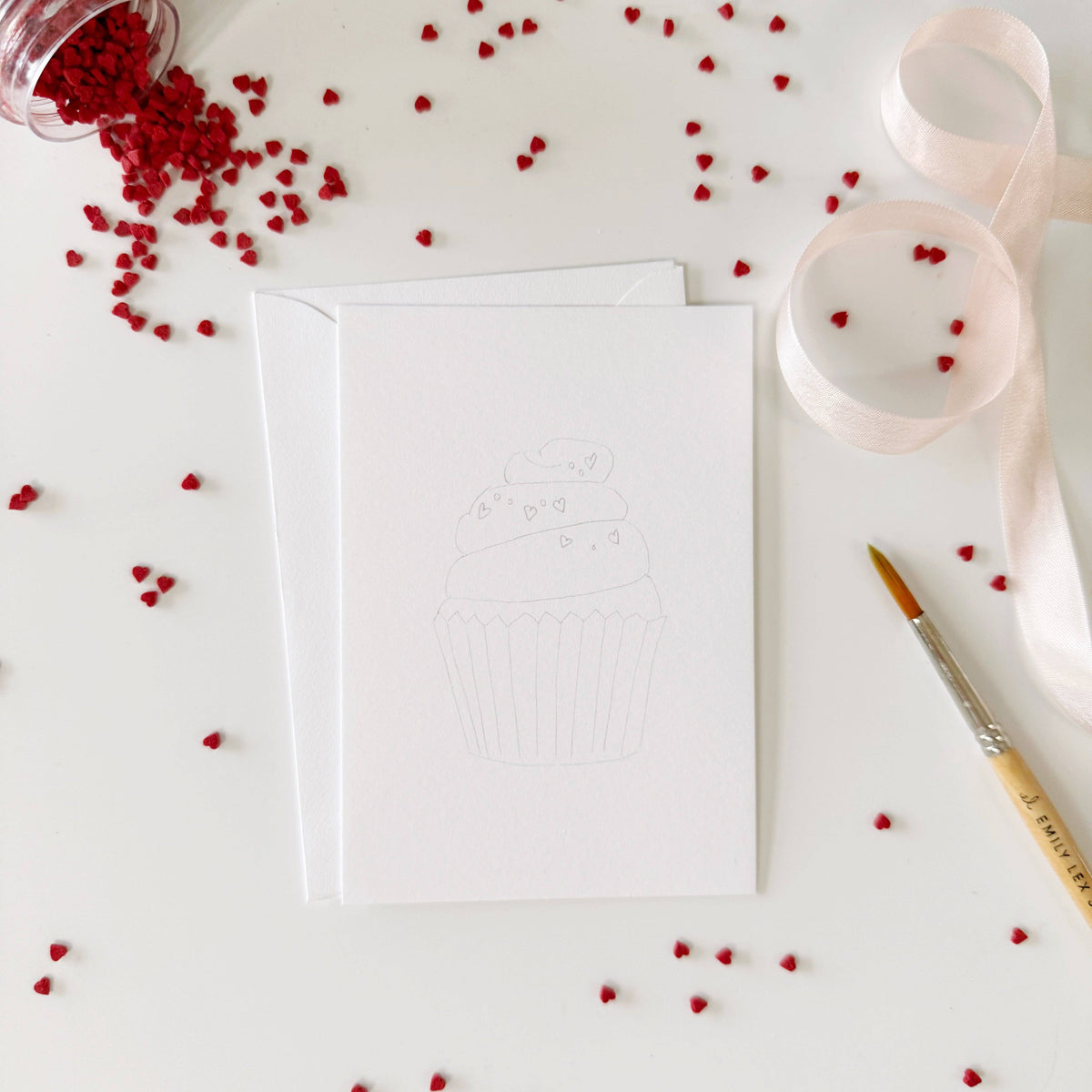Sweet treats valentines paintable watercolor notecard set