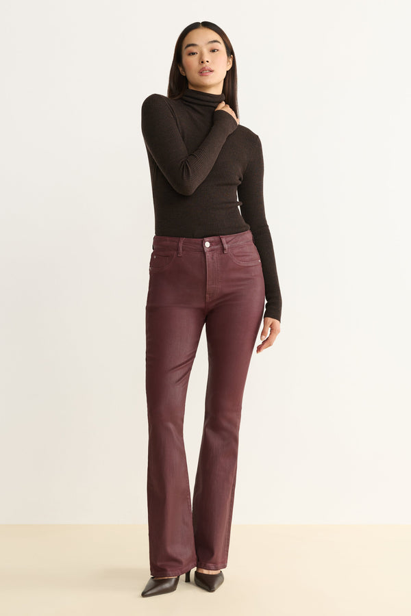 NAO STRETCH COATED in COATED OXBLOOD Warp & Weft