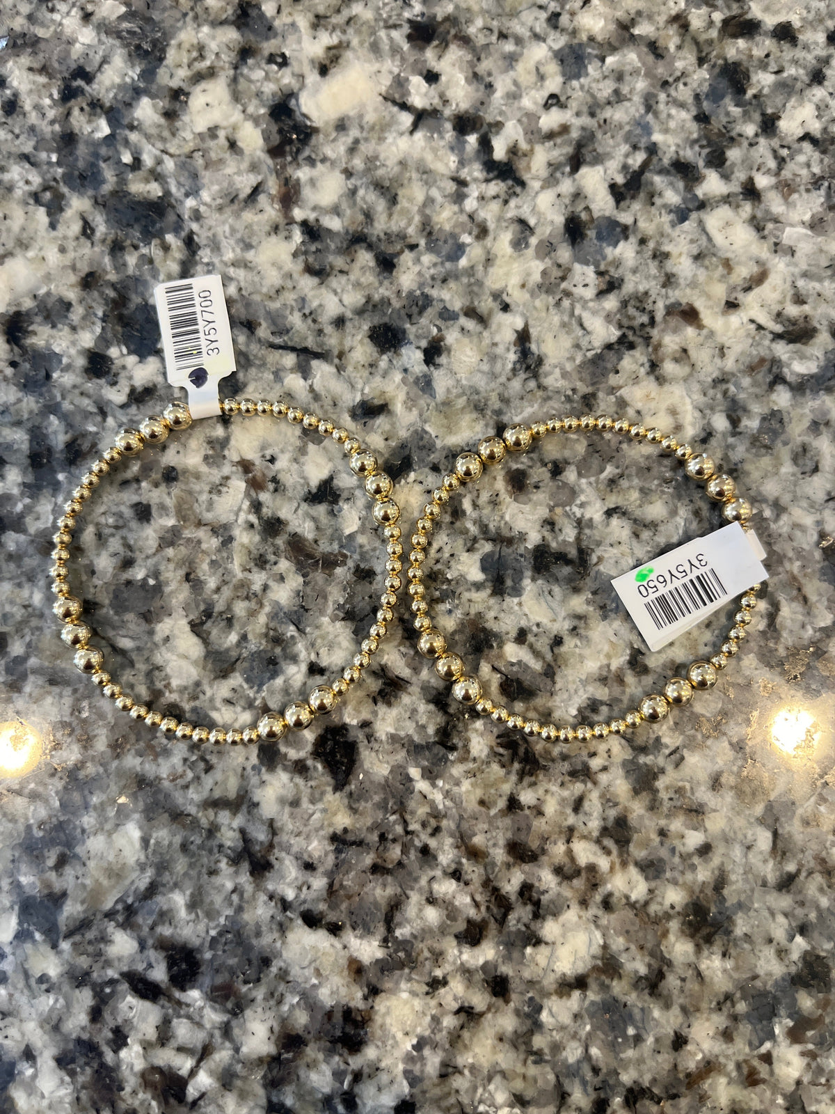 Gold 3&5mm Pattern Beaded Bracelets Karen Lazar