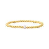 3MM Signature Bracelet with Single White Pearl - Yellow Gold Karen Lazar