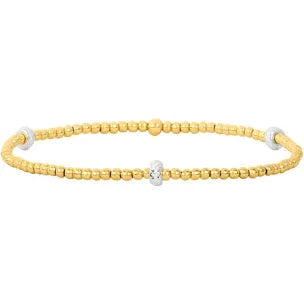 2MM Signature Beaded Bracelet with Large Sterling Silver Rondelle Pattern - 6.5 / Yellow Gold Karen Lazar
