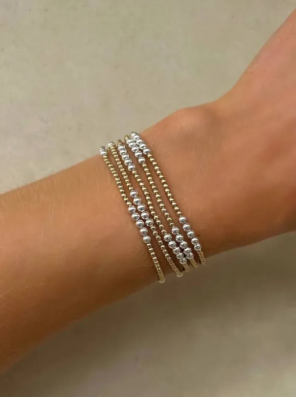 2MM Yellow Gold Filled Bracelet with 3MM Sterling Silver - 6.5 Karen Lazar