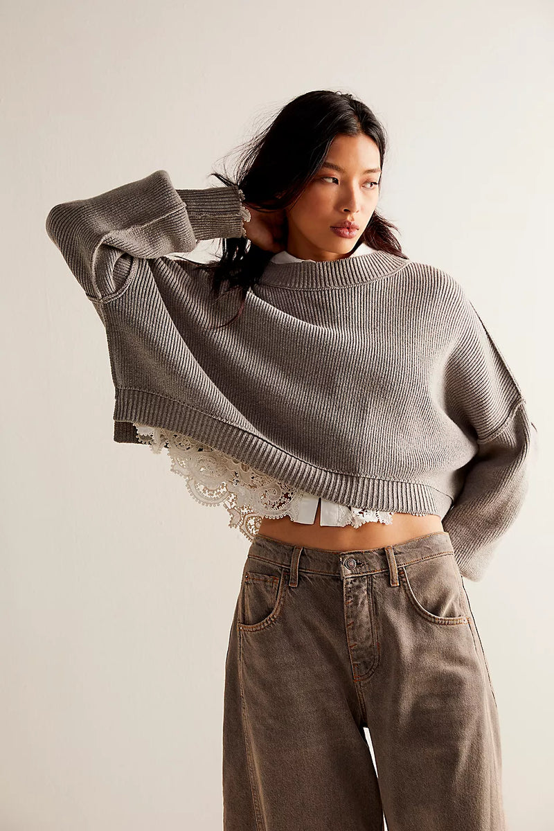 Free People Easy Street Crop Pullover