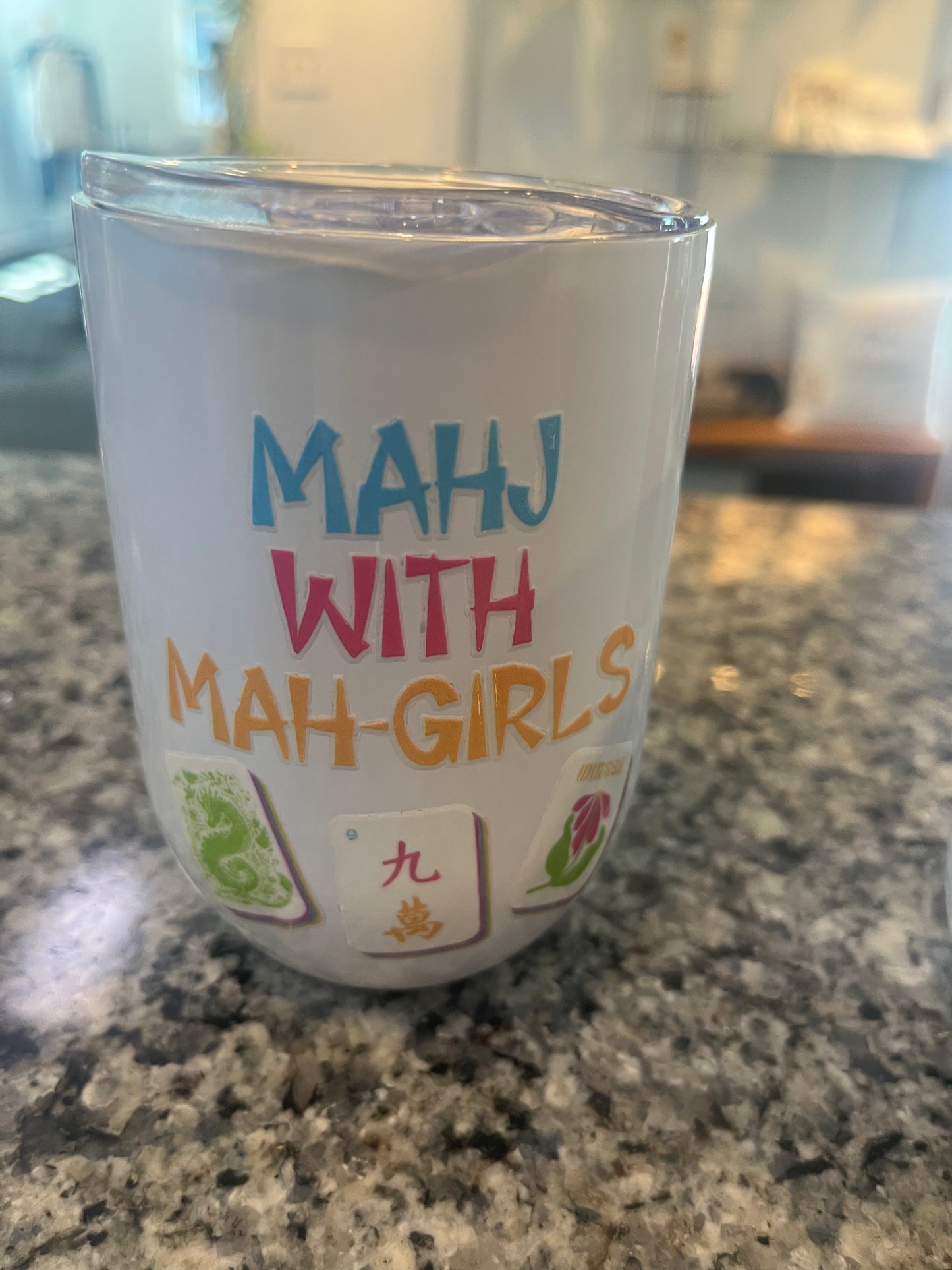Mahjong Stainless Steel Tumbler White