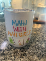 Mahjong Stainless Steel Tumbler White
