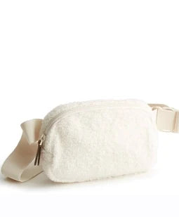 Vera Bradley Woodward Small Belt Bag Antique White Faux Fur
