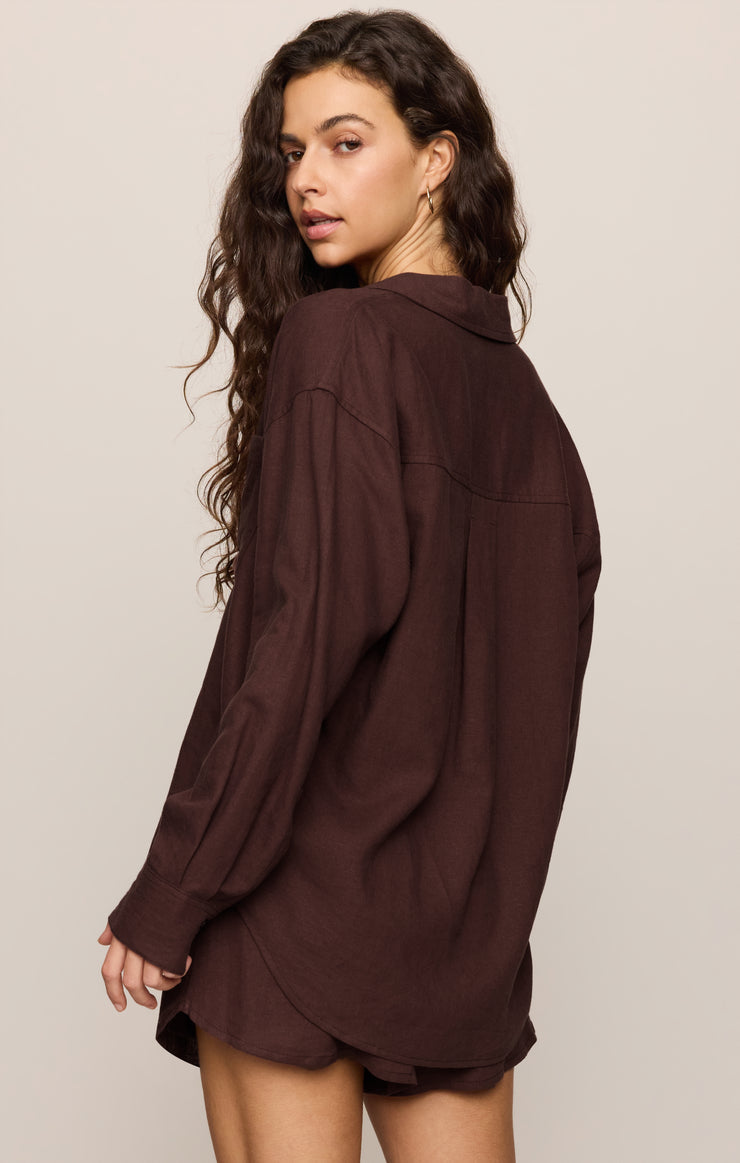 Women's Z Supply Alfie Button Up Shirt - Chocolate Cherry