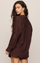 Women's Z Supply Alfie Button Up Shirt - Chocolate Cherry