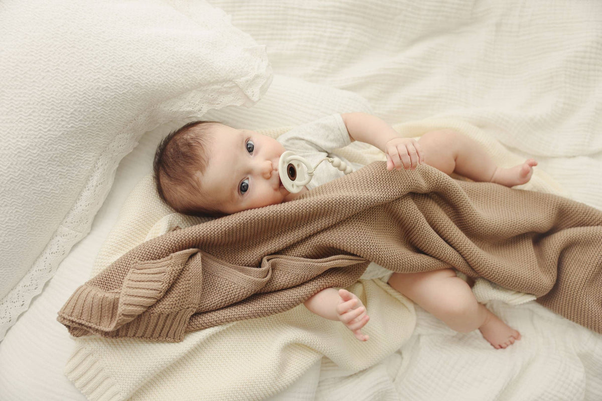 Bleu La La - Heritage Knit 100% Organic Cotton Swaddle Baby Blanket Bleu La La