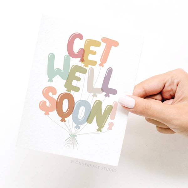 Onderkast Studio - Get Well Soon Balloons Greeting Card Onderkast Studio