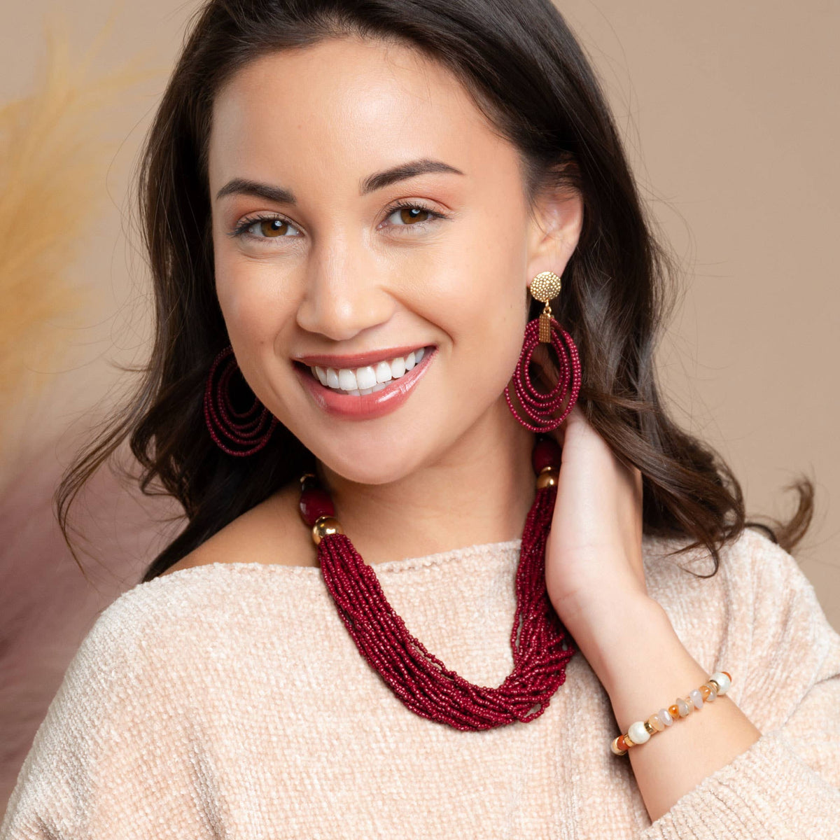 Elsie & Zoey - Marise Hoop Seed Bead Nickel-Free Drop Earrings Elsie & Zoey
