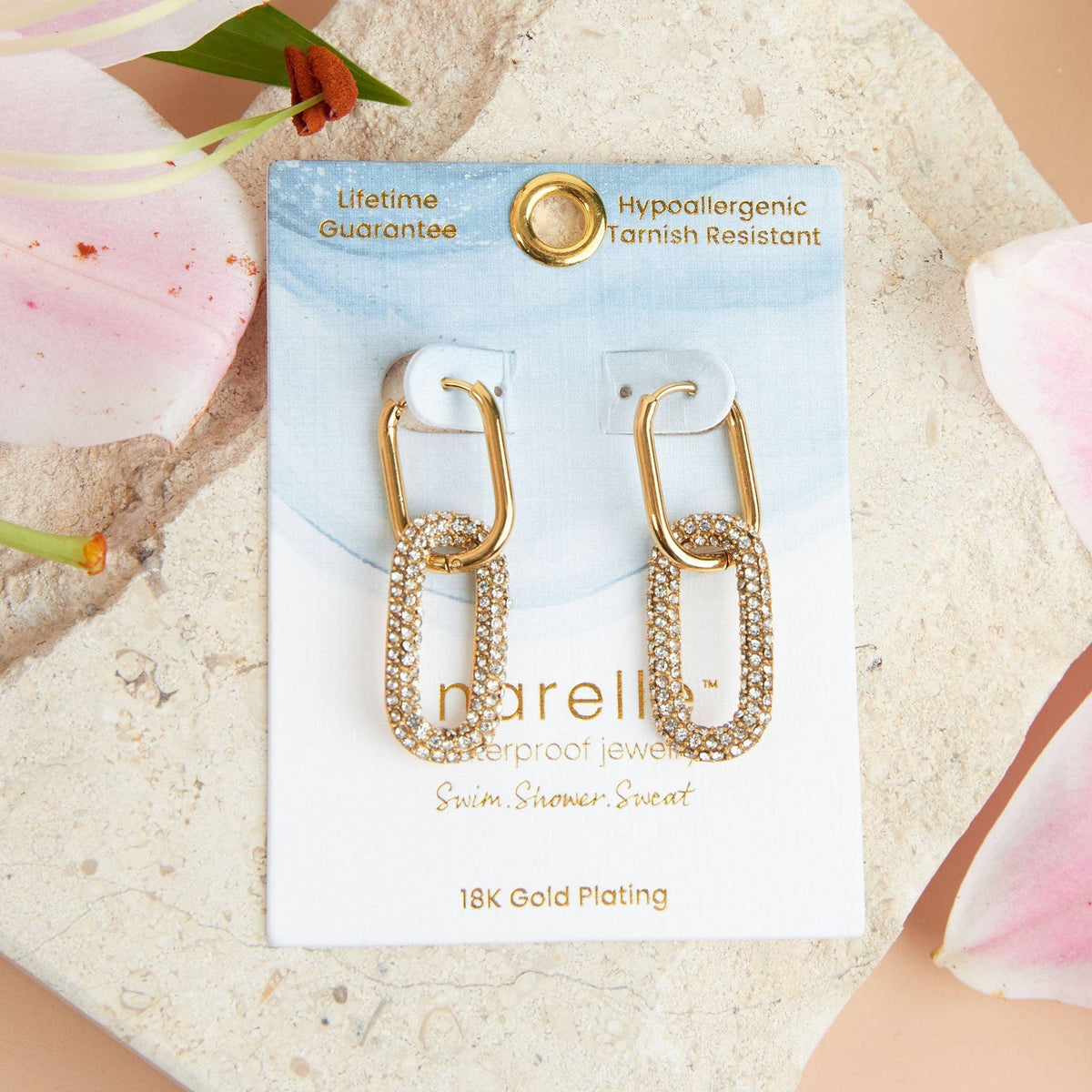 Elsie & Zoey - Narelle Waterproof Pave Linked Hoop Earrings Elsie & Zoey