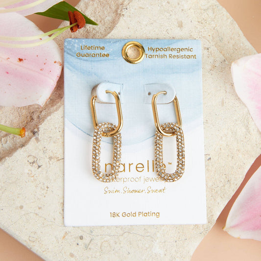 Elsie & Zoey - Narelle Waterproof Pave Linked Hoop Earrings Elsie & Zoey