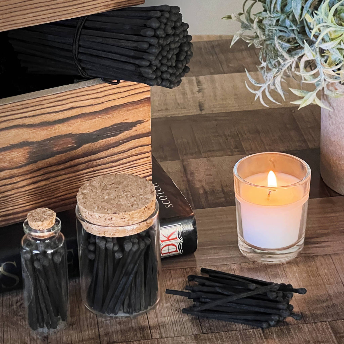 2" Matches in Cork Top Jar - Thankful Greetings