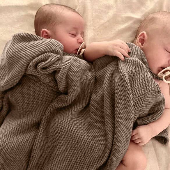 Bleu La La - Heritage Knit 100% Organic Cotton Swaddle Baby Blanket Bleu La La