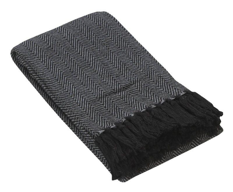 Fabstyles - Fabstyles Herringbone Stripe Cotton Throw Blanket Fringes Fabstyles