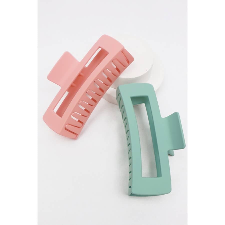 Matte Jumbo Cut Out Rectangle Hair Claw Love and Repeat