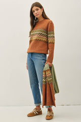 Fair Isle Chunky Knit Scarf